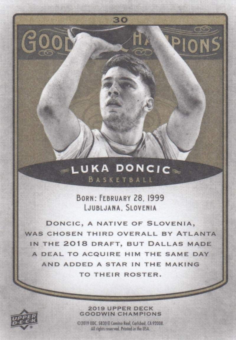 Luka Doncic RC GOODWIN ルーキーカード Amazon.com: 2019 Upper Deck Goodwin Champions #30 Luka