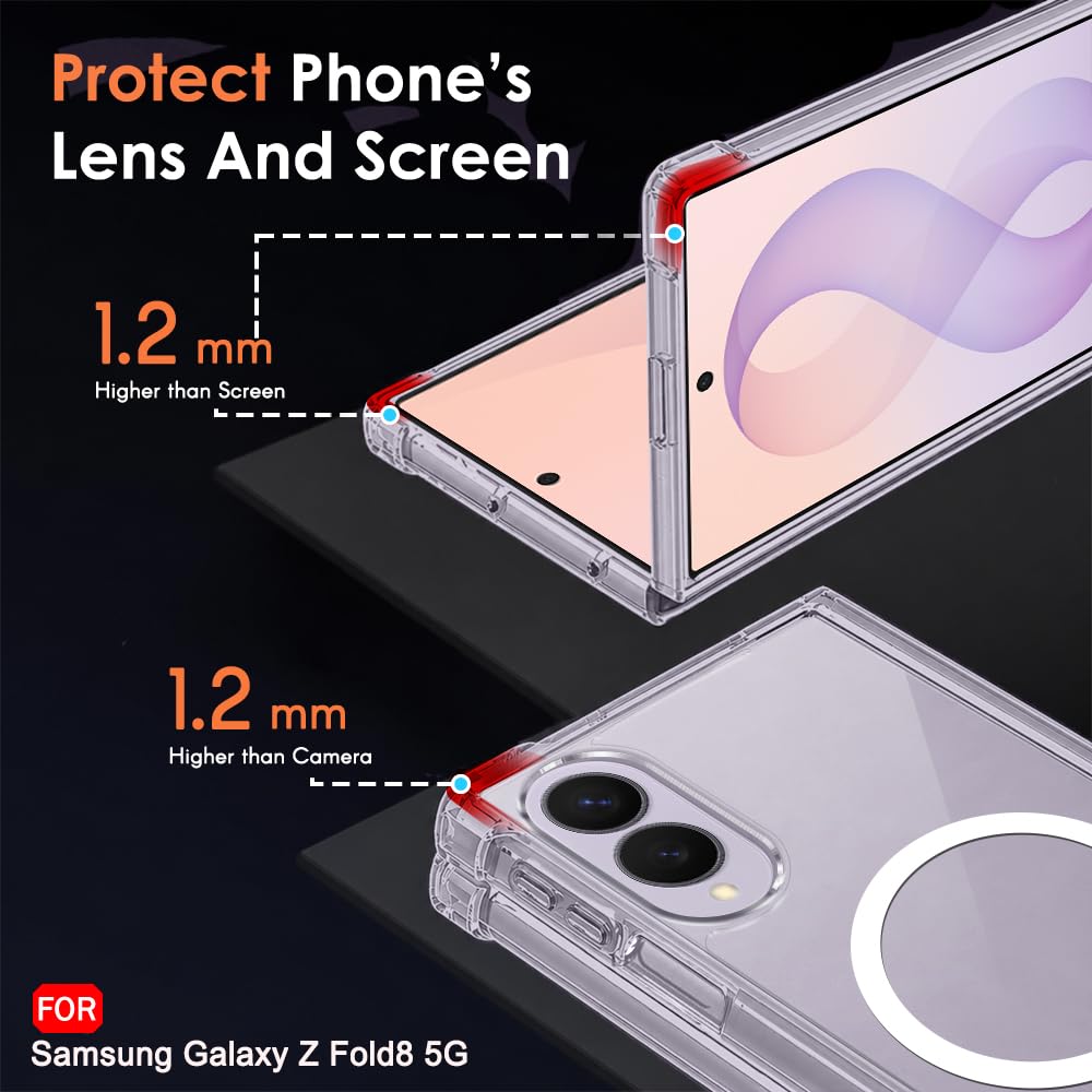 TheGiftKart Crystal Clear Back Cover Case for Samsung Galaxy Z Fold 8 5G Compatible with MagSafe | Shock Proof 360° Protection | Hard Back Cover Case for Samsung Z Fold8 (PC & TPU, Transparent Bumper) — Amazon image 4