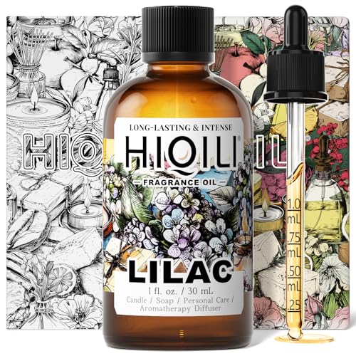 Image of HIQILI Lilac Fragrance Oil for Women Perfume Making - 1 Fl Oz | DIY Candle & Soap, Long-Lasting, Soft Floral Scents for Essential Oils Diffuser, Pet Safe, Graduated Dropper Included