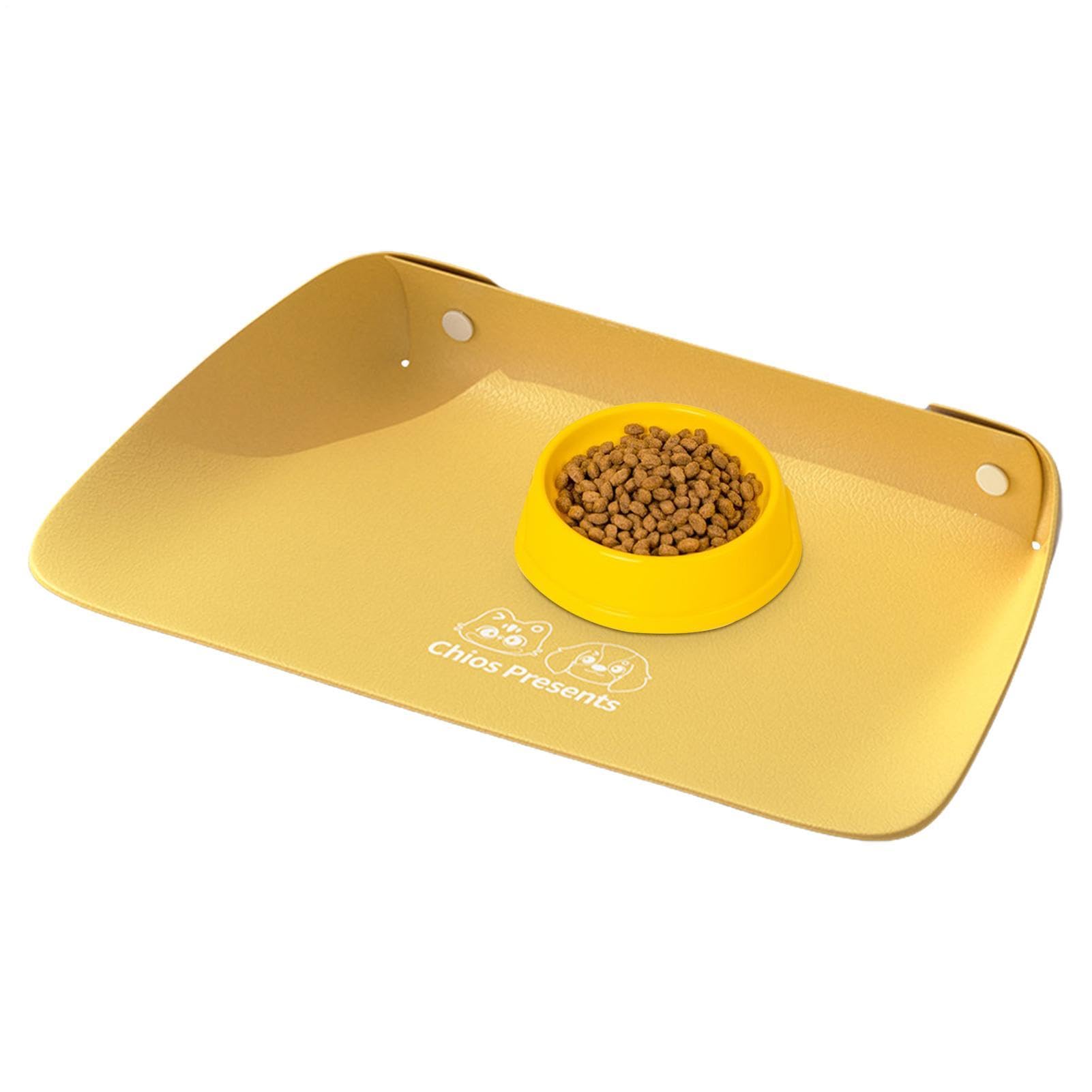 Pet Bowl Mat, Waterproof Pet Feeding Mat, Leather Semi Enclosed Cat Bowl Pad, For Puppy Non-Slip Waterproof Oil-Resistant Easy To Clean