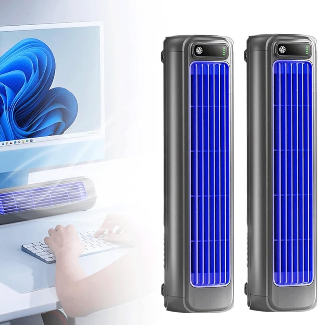 Cooling Ace, Portable Air Conditioner Cooling Fan Silent Operation, with 3 Speeds and LED Touch Screen, for Bedroom, Office(Purple,2pcs)