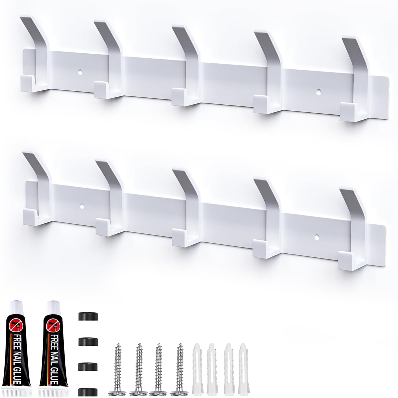 Galerie SV Kleiderhaken Wand 2 Stück - Garderobenhaken Mit 5 Haken Metall Schwarz