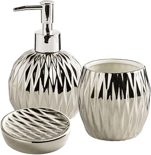 Dispensador de jabón de vidrio con bomba amplia, juego de accesorios de baño de cerámica, juego completo de baño, decoración moderna de baño, disponible en Yaxa Peru