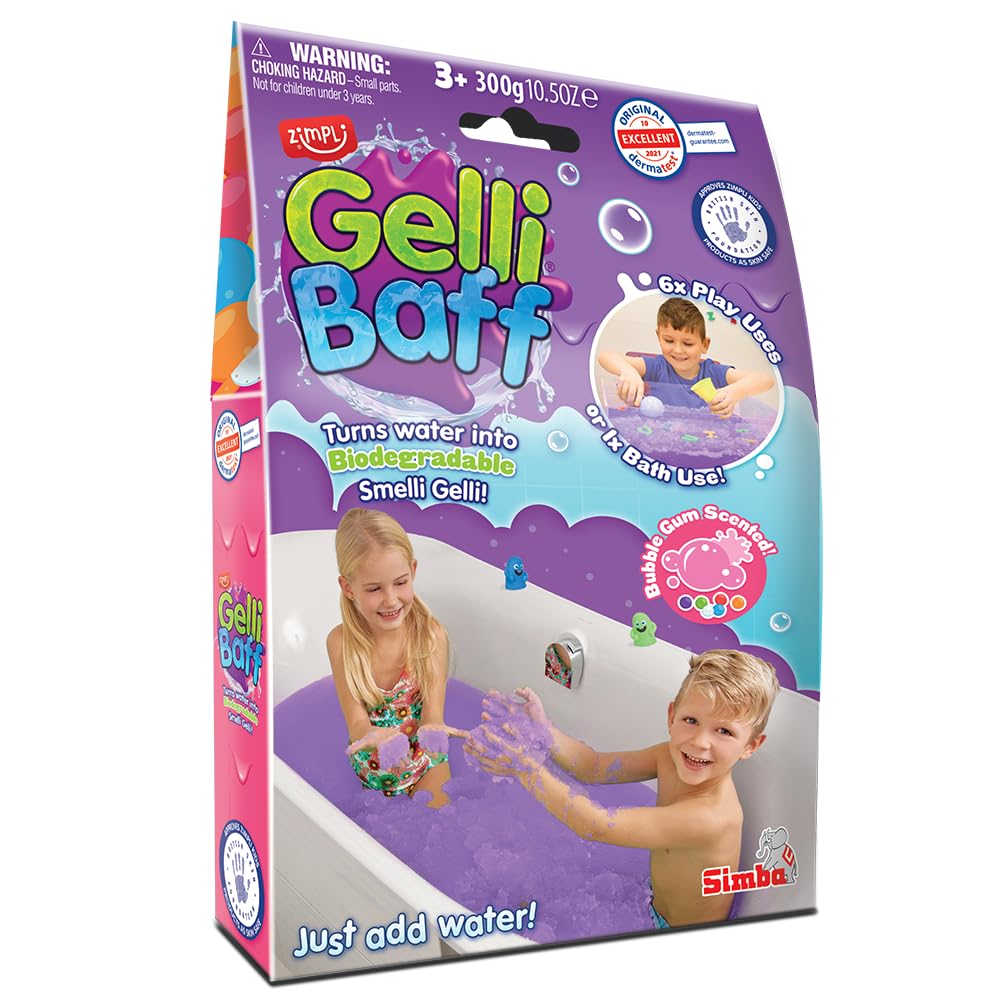 ZIMPLI - Smelli Gelli Baff Bubblegum, 1 Bath or 6 Play Uses, Magically turns water into thick, scented goo, Kids Bath Toy, Certified Biodegradable, UK Made