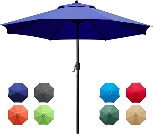 Vista 24 de Sunnyglade sombrilla de mesa para exteriores con 8 varillas resistentes, 9 pies Gris-oscuro