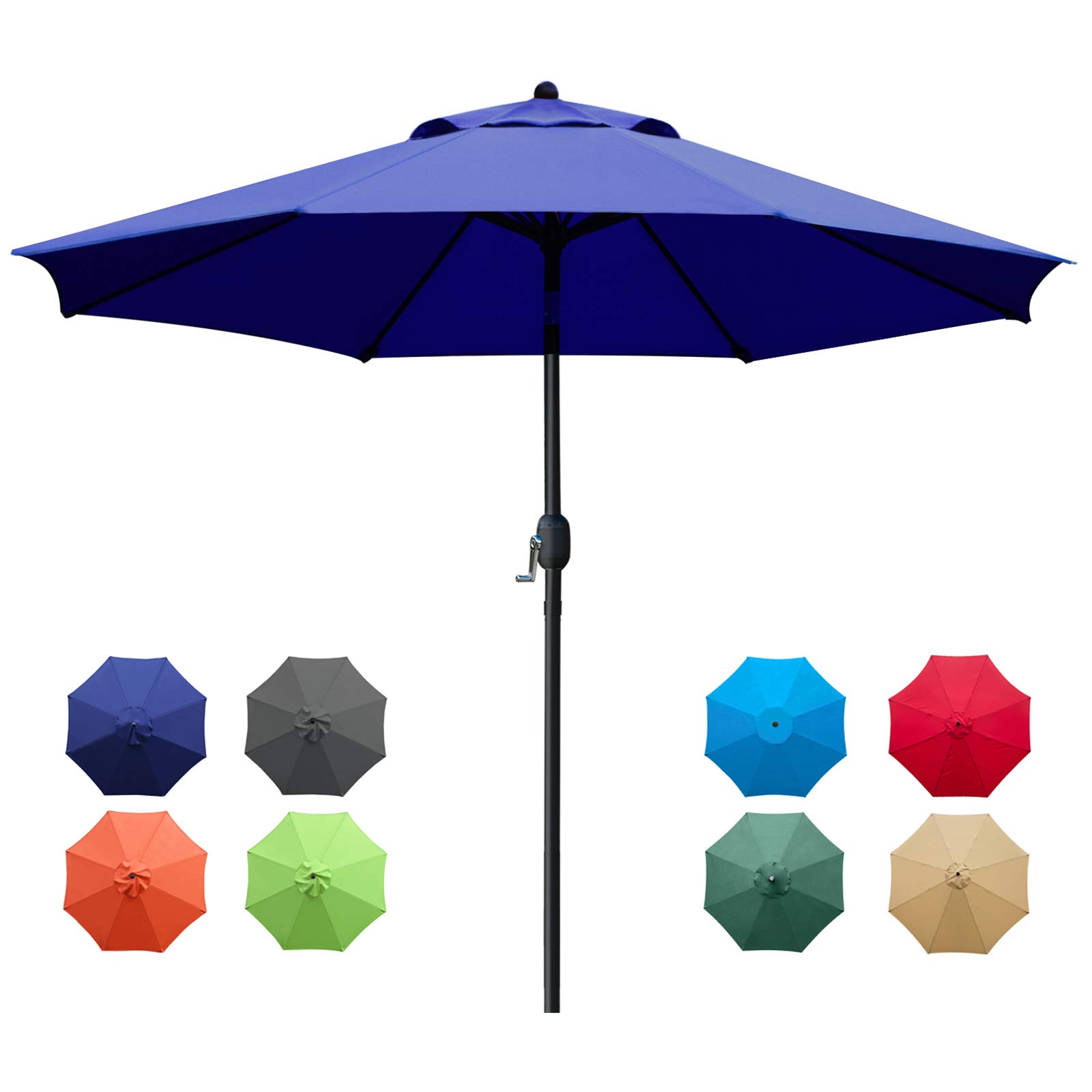 Sunnyglade 9Ft Patio Umbrella Outdoor Table Umbrella with 8 Sturdy Ribs (Navy Blue) : Patio, Lawn & Garden