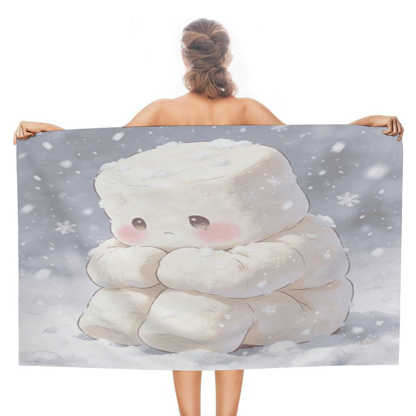 VstaDank Beige Shivering Bath Towel Stylish Double-Faced Pile Travel Towel Soft Absorbent Beach Towel for Pool Swim Sports Camping Adults Gift 51X31 Inch