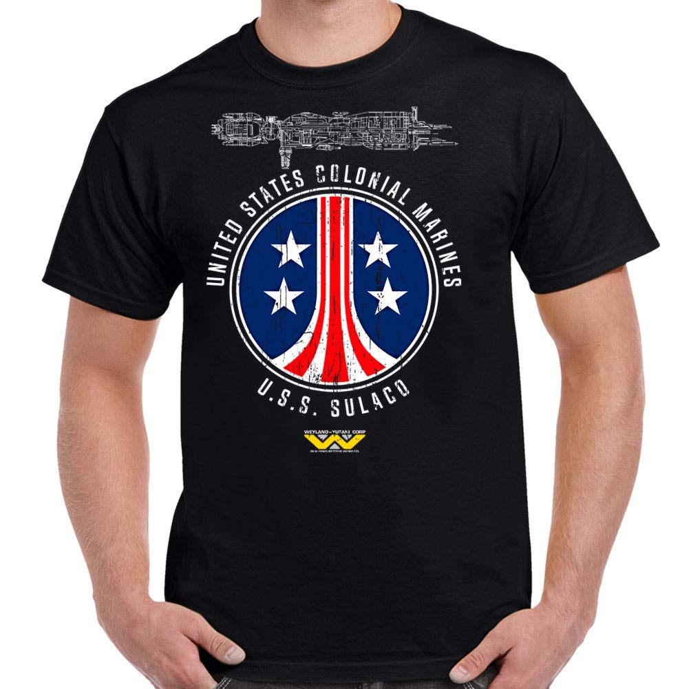 CUSTOMUSS Sulaco Colonial Marines Color Distressed Adult T-Shirt