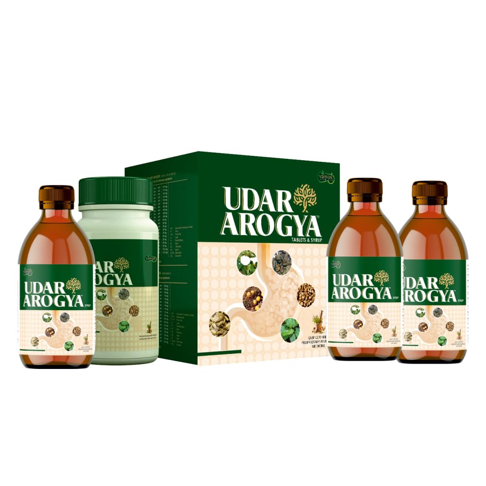 Sponsored Ad - Udar Arogya Digestive Care Combo | Ayurvedic Support for Constipation, Gas, Acidity & Indigestion | 120 Herbal Tablets + 3 Digestive Syrups (100 ml Each)