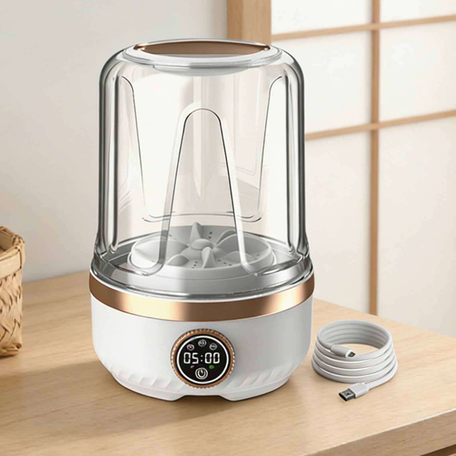 USB Clothing Washer - 2L Mini Laundry Machine with 3 Gear Settings | Portable Dorm Apartment Travel Washing Device, Panty Sock Towel Delicate Fabric Cleaner, Compact Home Camping - 4