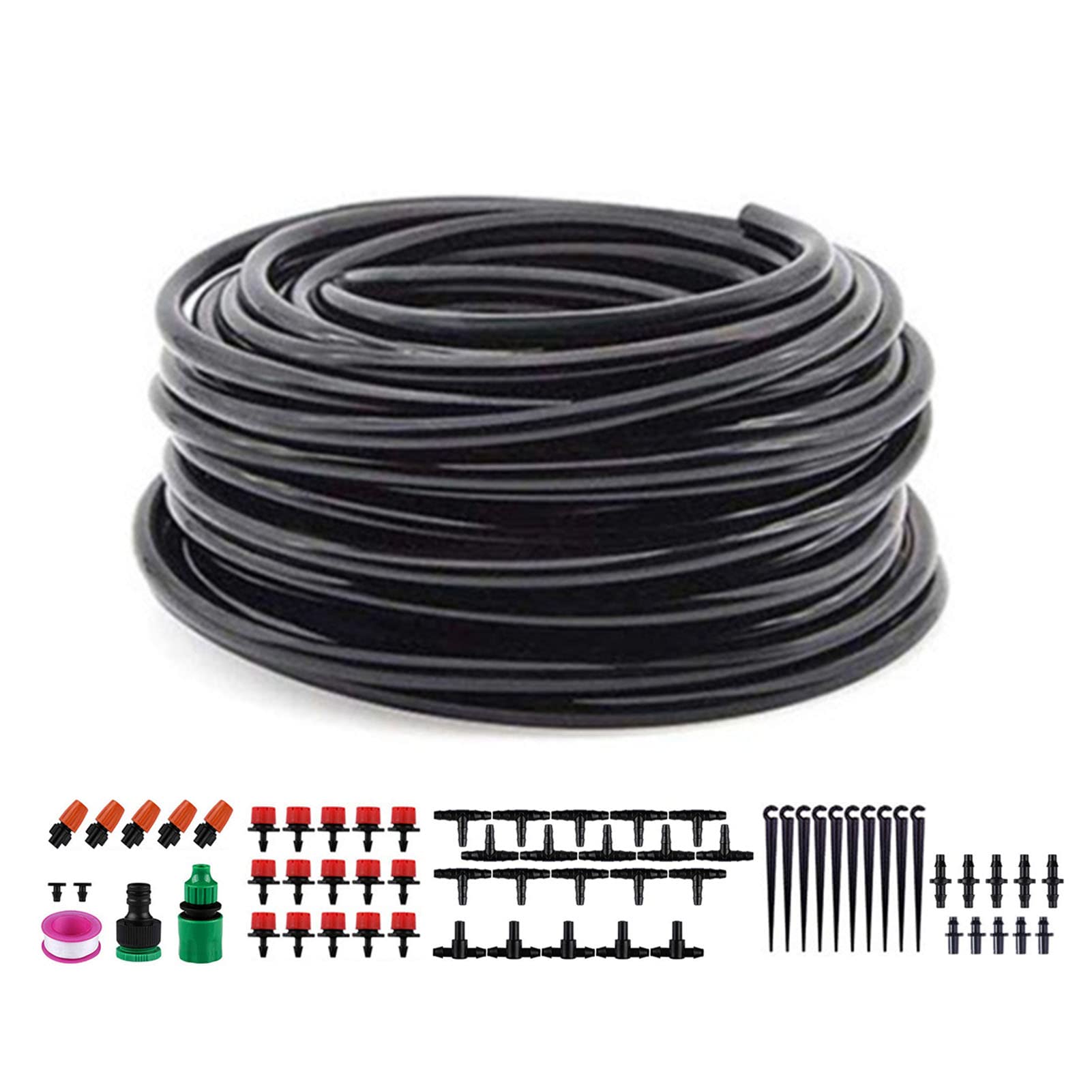 Cocoarm di Irrigazione a Goccia da Giardino PVC PP POM Kit di Irrigazione a Goccia Automatica con Ugelli Nebulizzati Regolabili Tubo Addensato per Serra da Giardino Patio Piante in Vaso (20 m/787,4