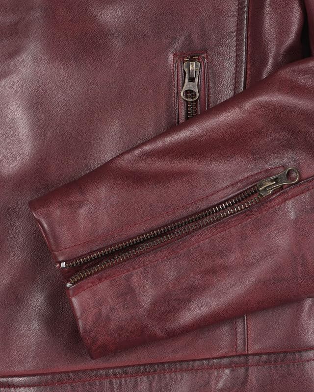 Image of Blingsoul Men's Leather Jacket - Real Lambskin Motorcycle Cafe Racer Biker Style Jacket