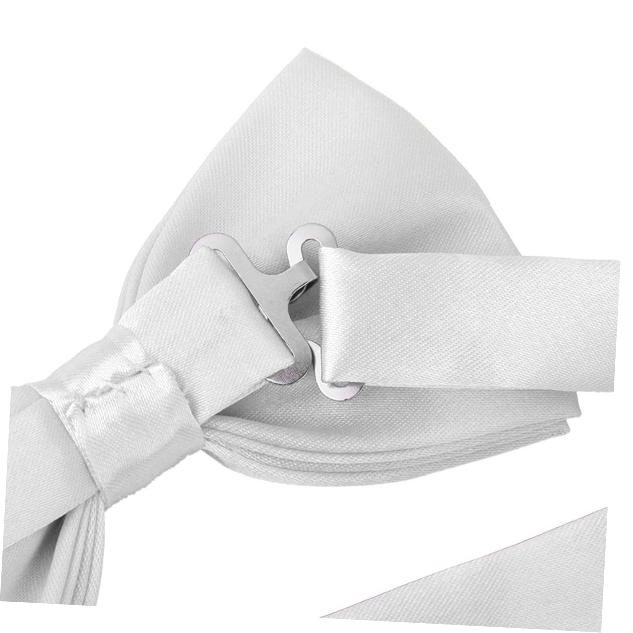 NOLITOY 3Pcs Men's Satin Bow Tie Cummerbund Formal Accessory White with Machine Stitched Pocket Handkerchief for Tuxedo Suit