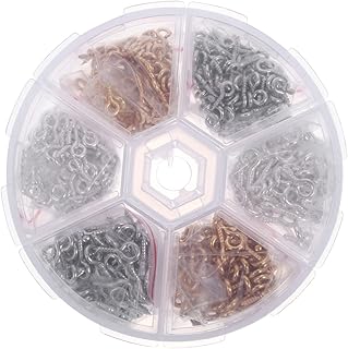 TEHAUX Small Screw Hooks Ornament Hooks 2250 Pcs Horn Nails Keychain Hook Cork Screw Self Tapping Screws for Metal Jewelry Screw Eye Pin Screw Eye Hooks