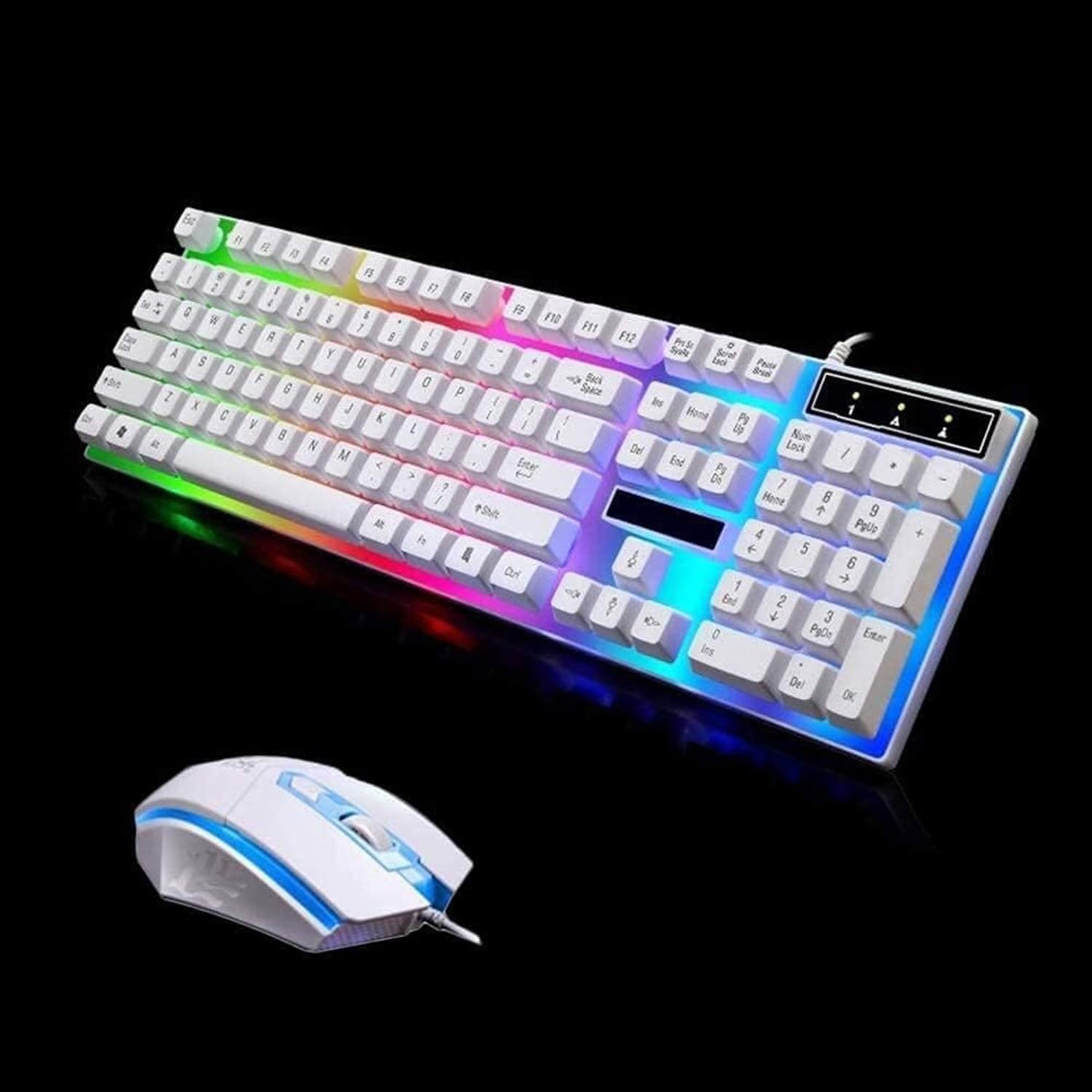 Podświetlany Klawiatura Mechaniczna USB Mysz do Gier Zestaw Przewodowy Ergonomia dla Graczy Czarno-Biały Kombo