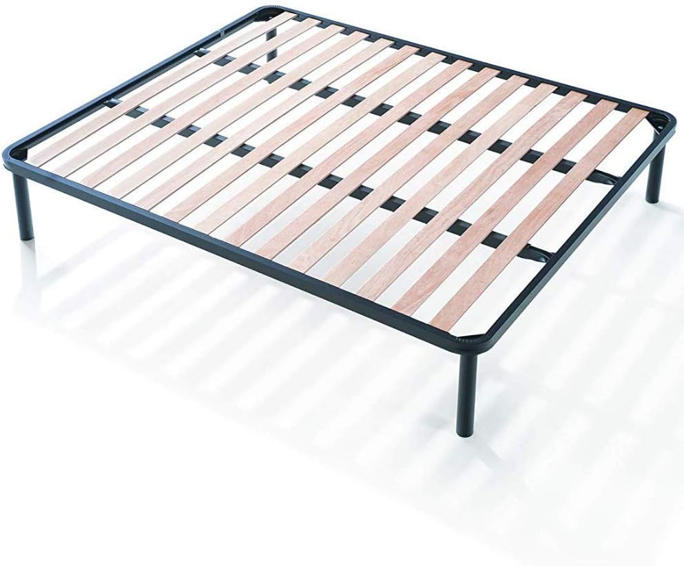 EVERGREENWEB Slatted Bed Base with Wooden Slats 35 cm High (160 x 200