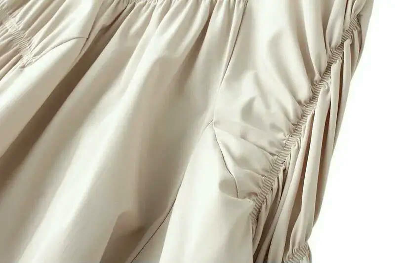 CHENSHI Gonna Lunga Elegante A Pieghe Vita Elastica Gonne Casual di Media Lunghezza Donna Primavera Autunno-Albicocca-Taglia Unica