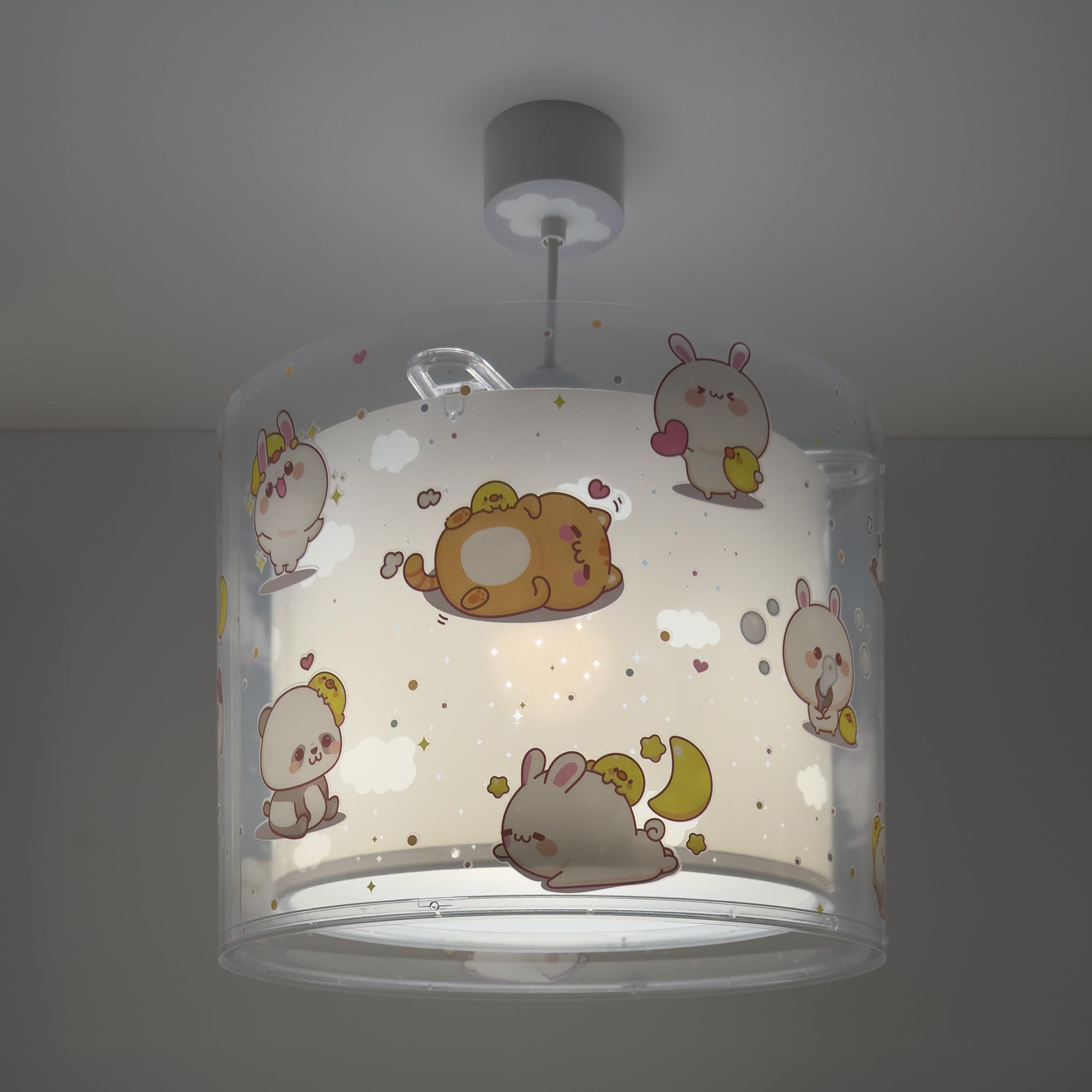 Dalber Lámpara Infantil De Techo Colgante Kawaii Friends Gris animalitos, 41762E, E27