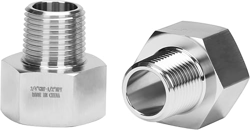 Vista 19 de Adaptador de manguera de jardín apto para beber, 3/4 pulgadas GHT macho x 1/2 pulgada NPT macho resistente forja manguera de jardín de acero