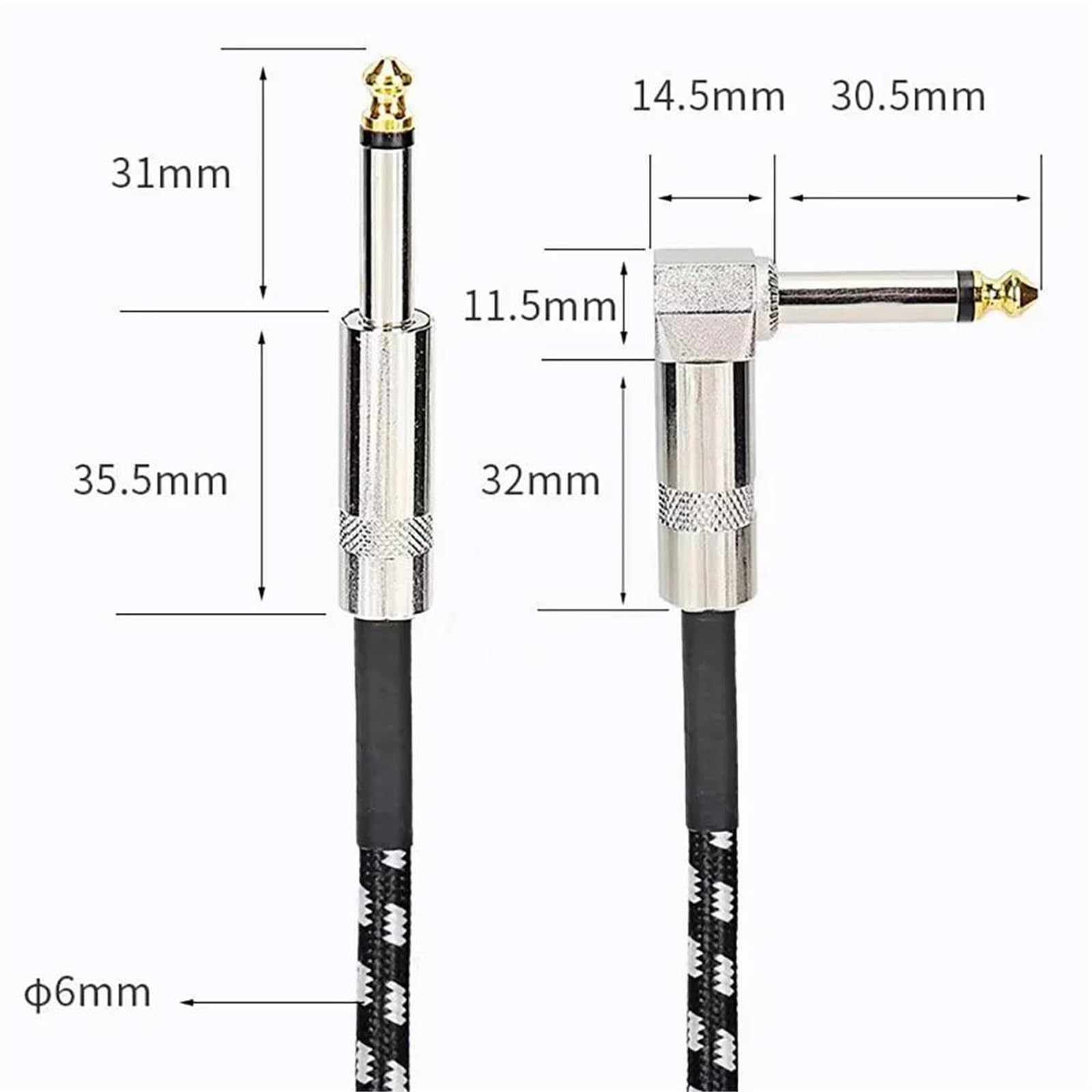 Kabel 6,35 Mm 1/4 Cala Do Gitar Elektrycznych I Basu Kable Gitarowe O Niskim Poziomie Szumów