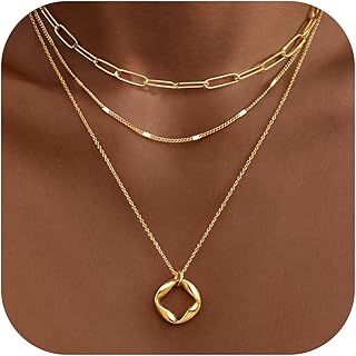 Collares de oro escalonados delicados, chapados en oro de 14 quilates, cadena de clip circular, collar de gargantilla con dije de cadena de clip, collar de gargantilla con lazo de cruz