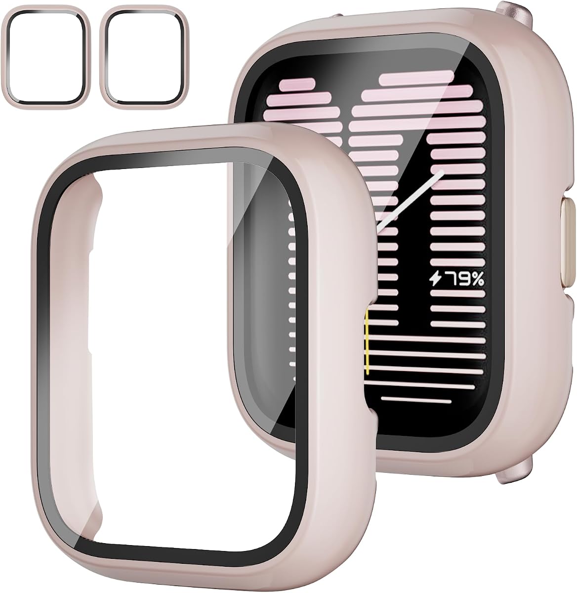 Rc-Z Paquete de 2 para Amazfit Active Smartwatch Protector de Pantalla, Parachoques de PC Duro Película de Vidrio Templado incorporada Accesorios de Reemplazo de Cubierta Facial