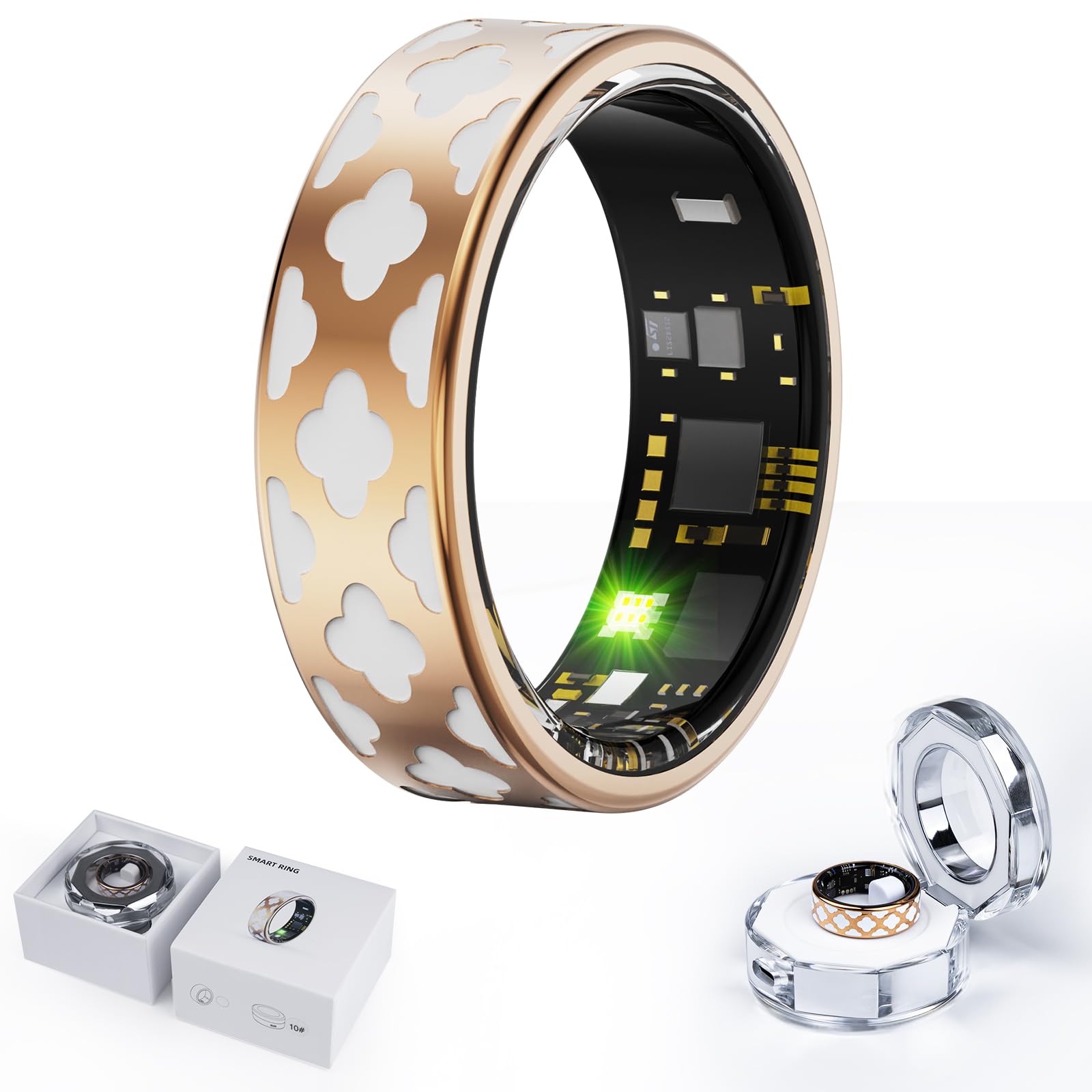 HPLSZCN Smart Ring Health Tracker Ring with Heart Rate, Sleep Tracking, Fitness Modes, No Subscription, IP68 Waterproof for Men & Women (Rose Gold?8#)