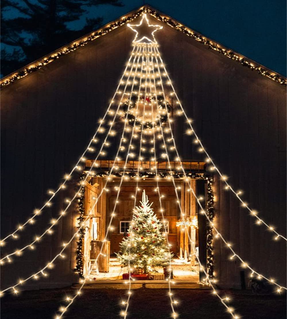 Christmas Decorations Outdoor Star Waterfall String Lights 11.8ft 335