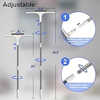 Vista 4 de Floor Scrub Brush with Long Handle Stiff Brush, 2 in 1 Scub&Scrab Bristle&Squeegee Brush +V Shape Grout Brush for Cleaning Bathroom, Patio, Kitchen