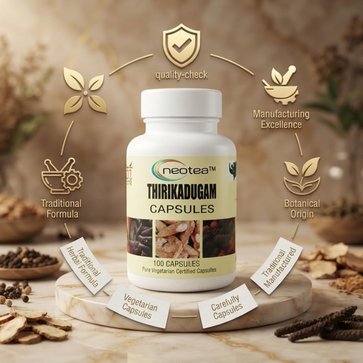 Neotea Trikatu Capsules 500mg | Dry Ginger, Long Pepper & Black Pepper Blend | Ayurvedic Herbal Supplement | Traditional Spice Blend | Daily Wellness Support | 100 Veg | No Additives — Amazon image 5