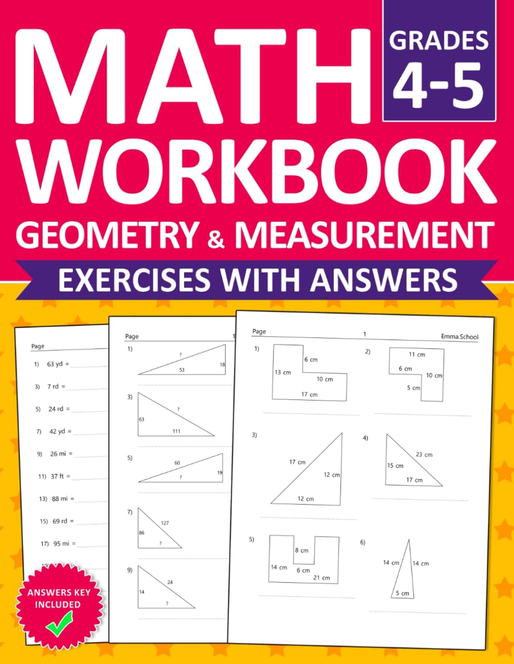 Geometry & Measurement Workbook For Grades 4 & 5: Geometry & Measurement Math Practice Exercises With Calculating Volume,Perimeters,Temperature,and ... & Measurement Worksheet For Ages 9 & 11
