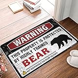 coteci zerbino con scritta in lingua inglese warning this property is protected by a highly trained bear, divertente decorazione per camera da letto, regalo divertente per il capo (dimensioni: 40 x