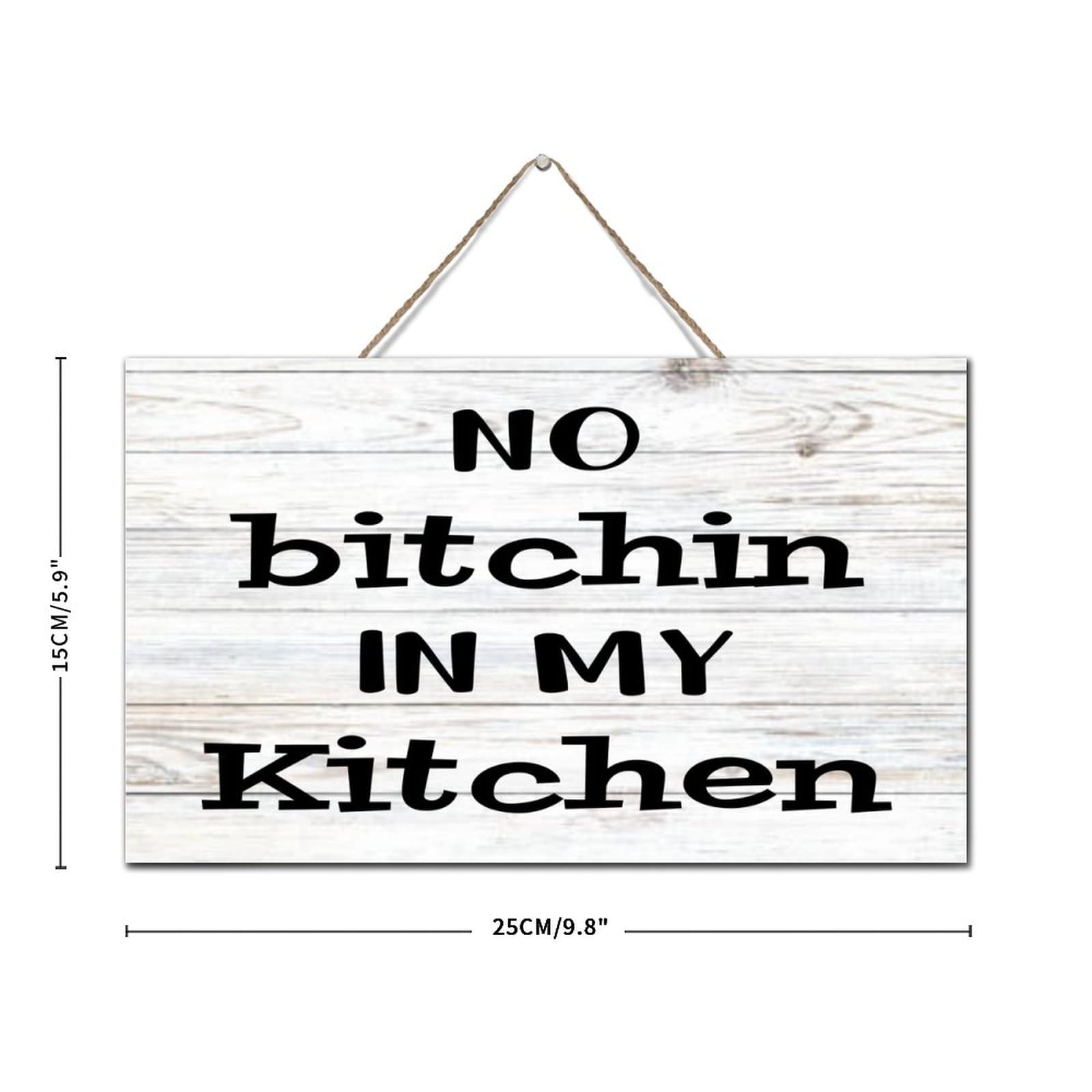 Targa Umoristica A Cuore "No Bitchin' In My Kitchen" - Decorazione Da Parete In MDF 10x9 Cm, Simpatica E Sfacciata Per La Cucina