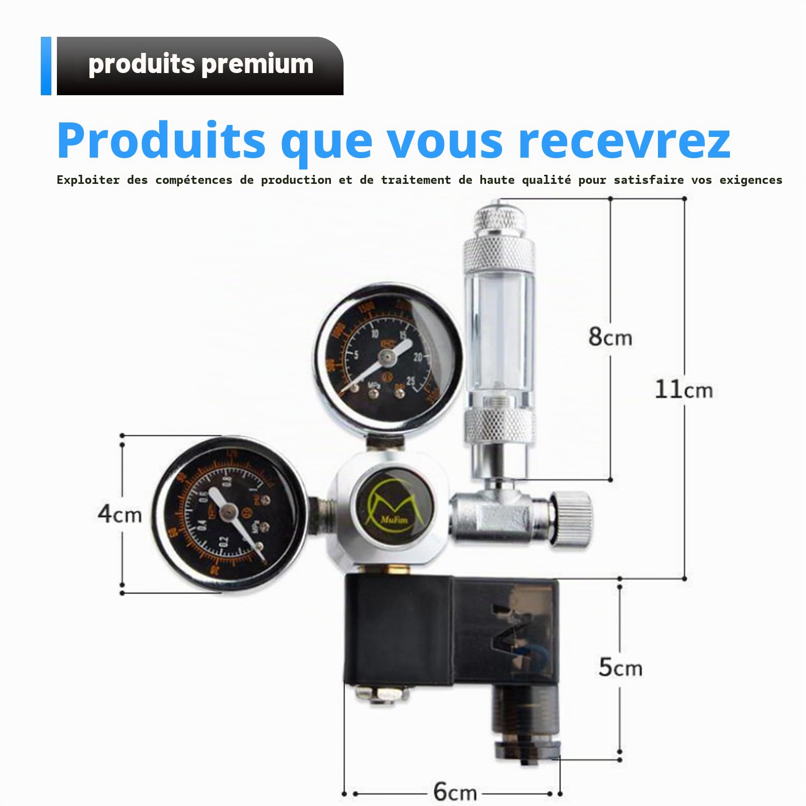 Réducteur de pression de CO2 pour aquarium, double jauge, interface W21.8, réducteur de pression CO2 pour aquarium avec électrovanne, compteur de bulles pour aquariums plantés