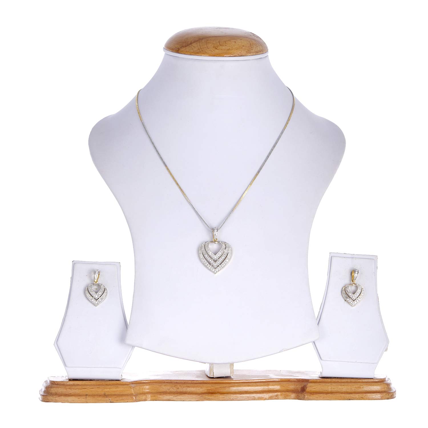 Valentine American Diamond Heart Shape Pendant - Design 13