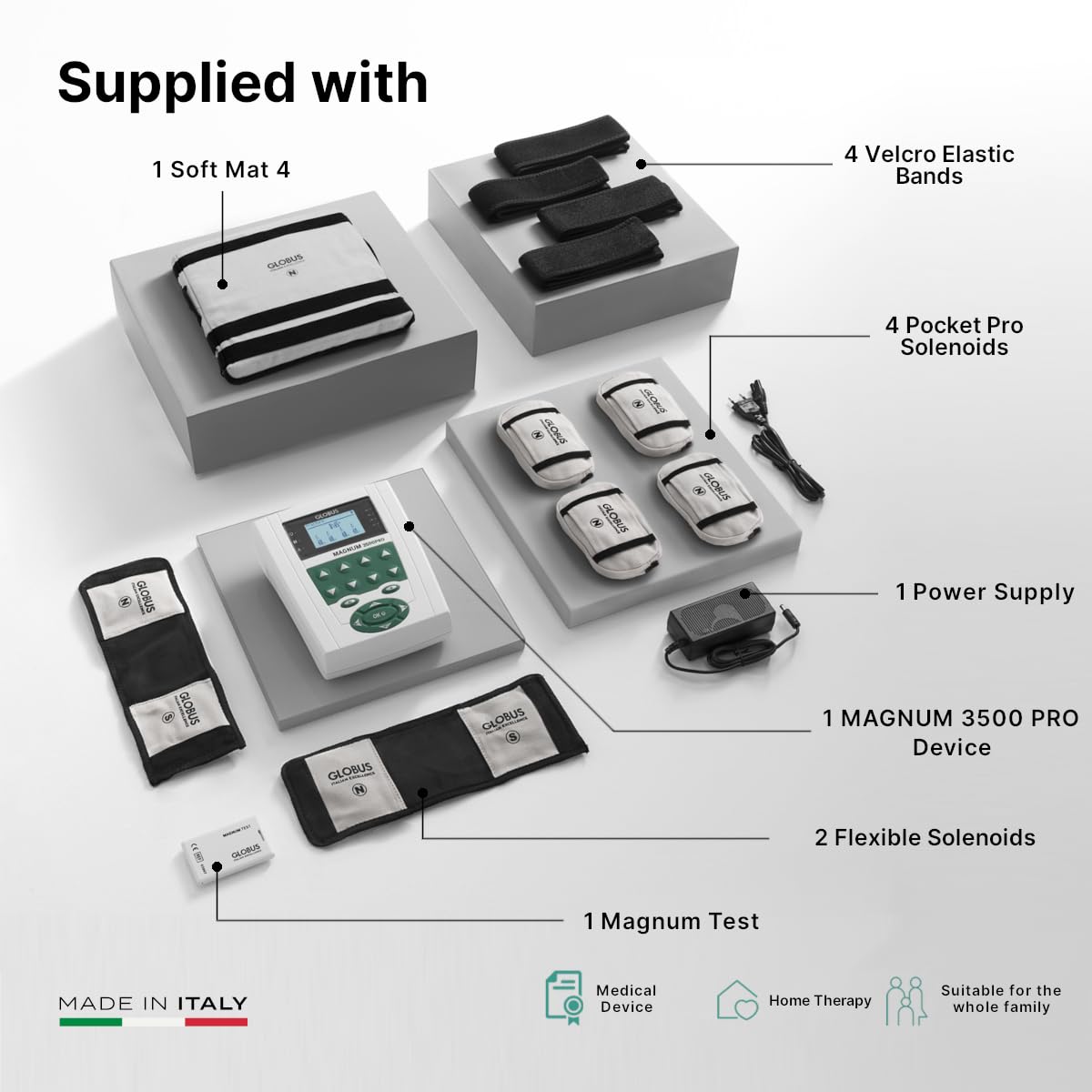 GLOBUS | Magnum 3500 Pro, Professionelle Magnettherapie 4 Kanäle, 70 Programme 800 Gauss, Behandlung Osteoartikulären Erkrankungen, Frakturen, Entzündungen, Erholung nach Orthopädischen Operationen