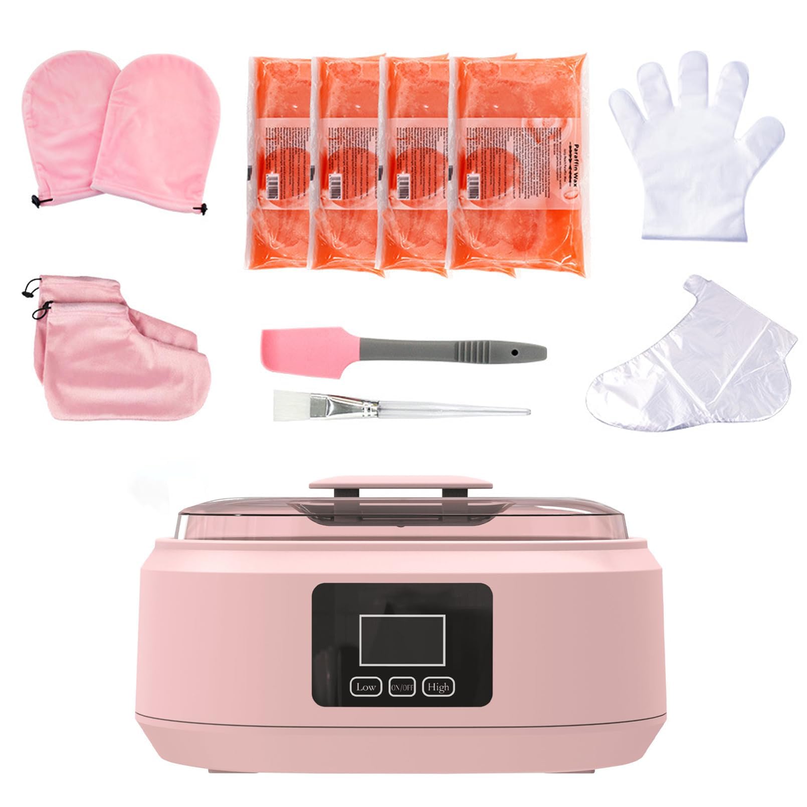 Macchina per cera paraffinica per mani e piedi, 3000 ml, bagno di cera calda con 4 confezioni di cera paraffinica, controllo della temperatura di precisione, rosa