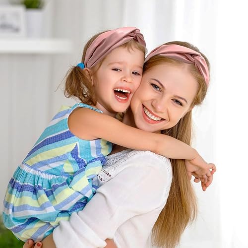 Miniatura 6 de Diadema ancha de piel sintética anudada para mujer, diadema de nudo superior para niñas, diadema elástica con nudo para cabello grueso y delgado,