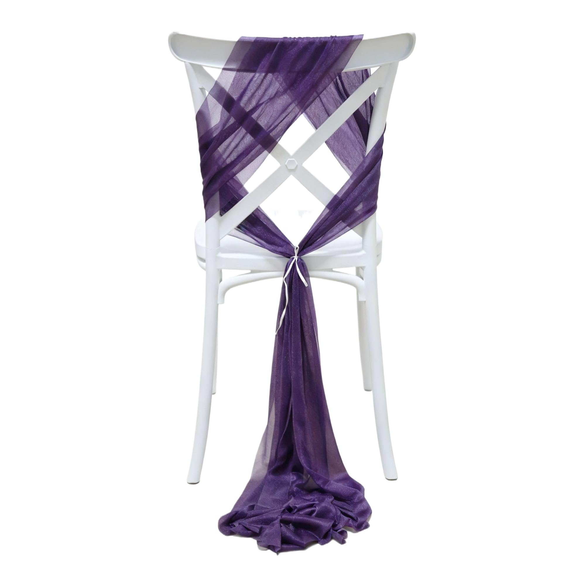 Nœuds de chaise en tulle violet foncé 20x275cm pour sublimer votre table de Noël