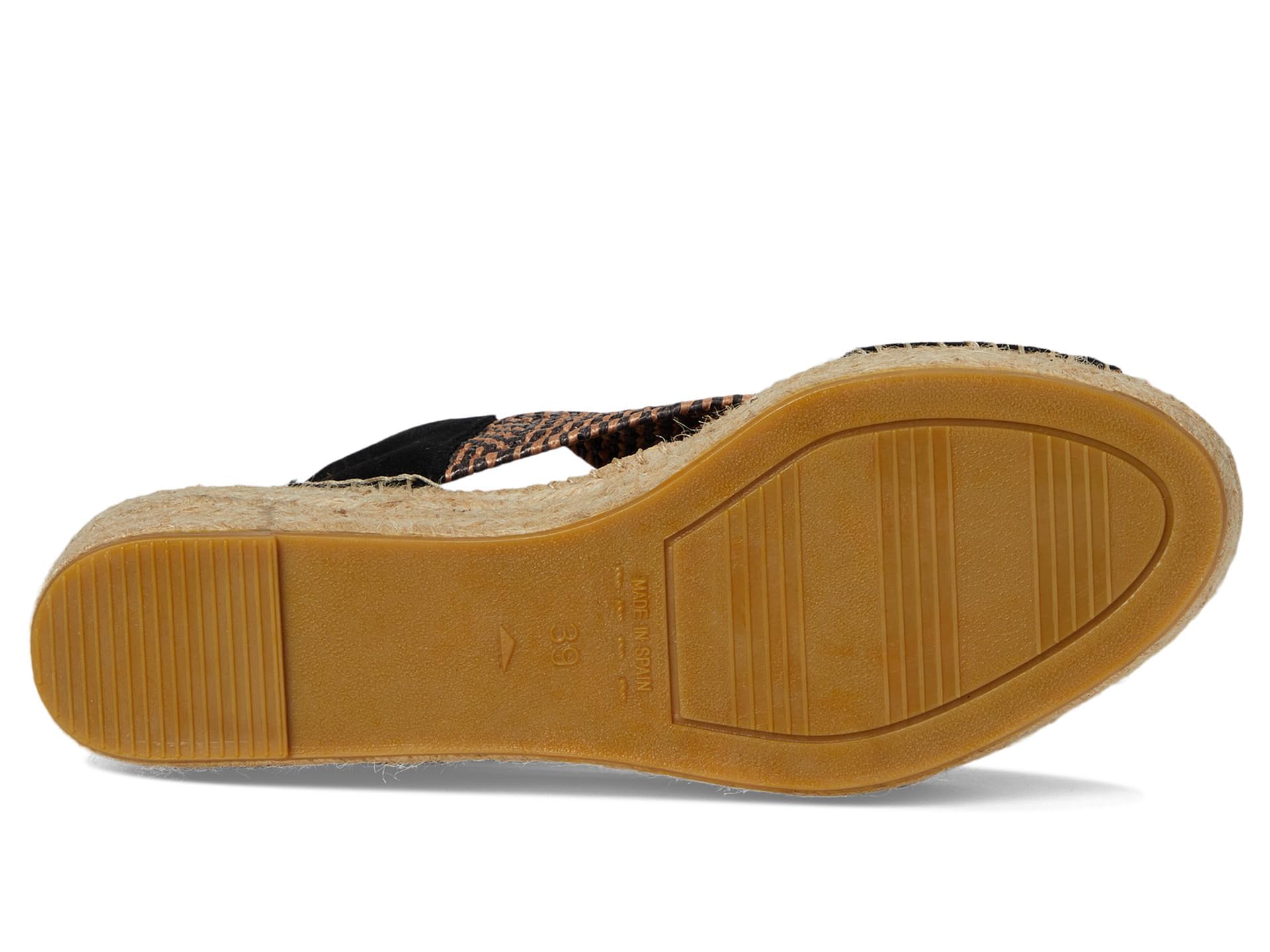TONI PONS - Sandalia de piel con tiras,cuña de esparto,plataforma,suela de goma,planta de gel, para: Mujer color: NEGRO talla:36