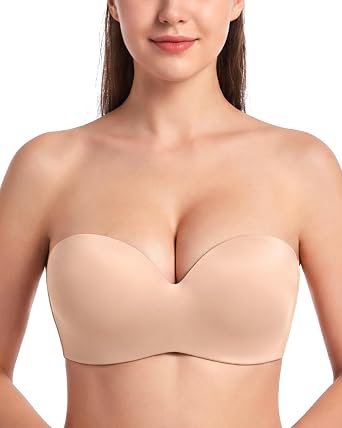 HSIA Strapless Bras for Women Push Up Seamless Underwire Padded Balconette