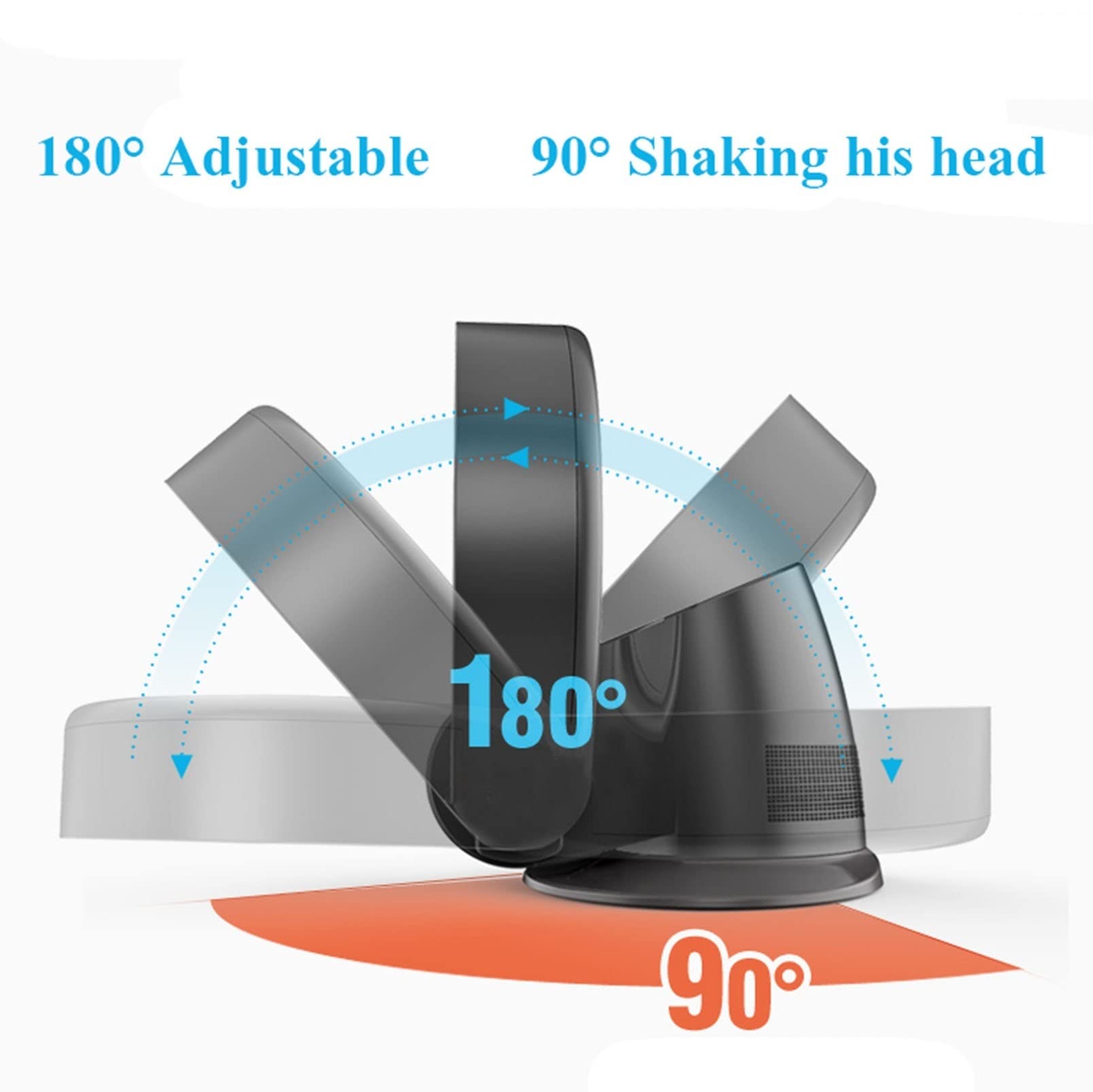 Ventilatore da Parete 14″ Ventilatore Senza Lama, Ventilatore Camino con Telecomando/Timer, 26w, Ventola da Tavolo Pieghevole Senza Foglie Ultra Silenziosa, 7 velocità (Color : Black)