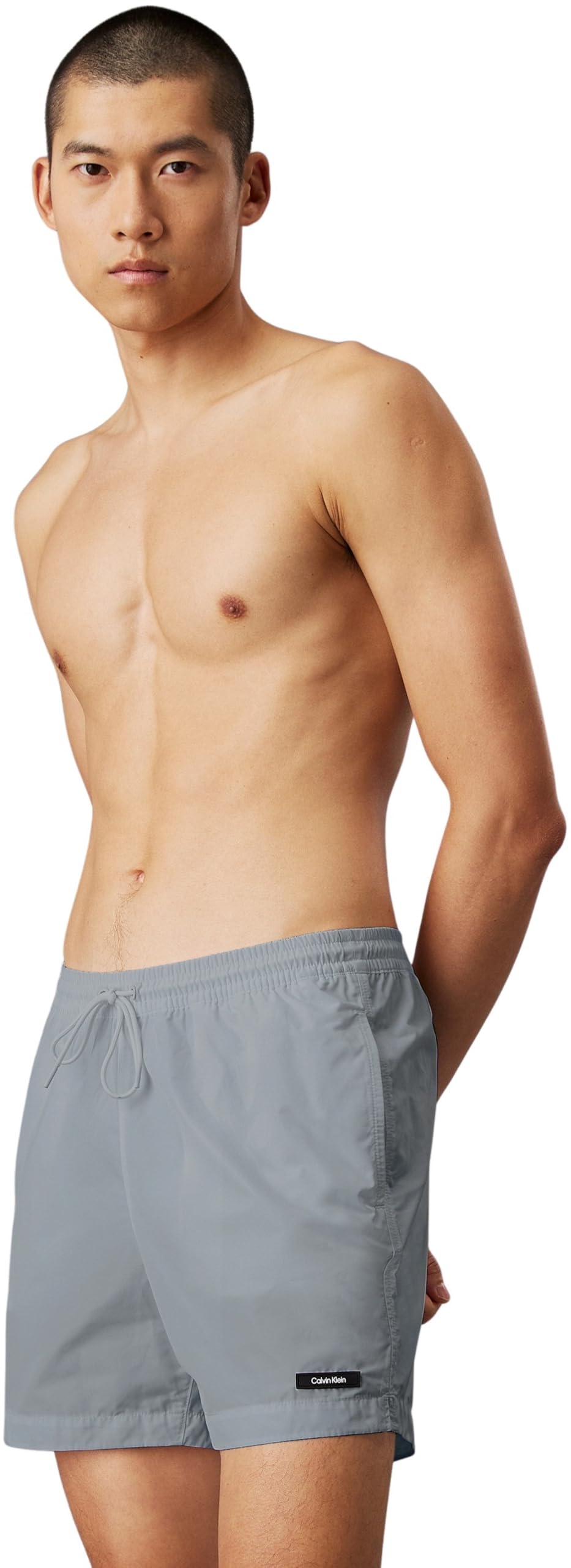 Calvin Klein Men’s Medium Drawstring Quick Dry Swim Shorts, Grey (Quarry), 2XL