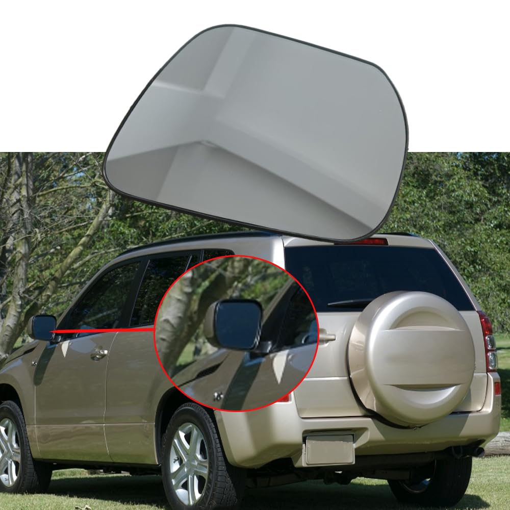 Reemplazo de vidrio para espejo retrovisor exterior, vidrio de espejo retrovisor lateral calefactado con soporte, compatible con Suzuki Grand Vitara 2005–2015, izquierdo