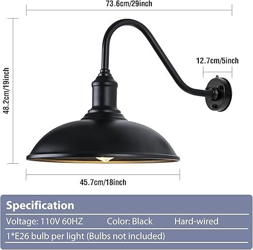 Miniatura 3 de Lámparas de granero para exteriores, 18 pulgadas de diámetro, iluminación exterior de granja del atardecer al amanecer para casa con parte inferior