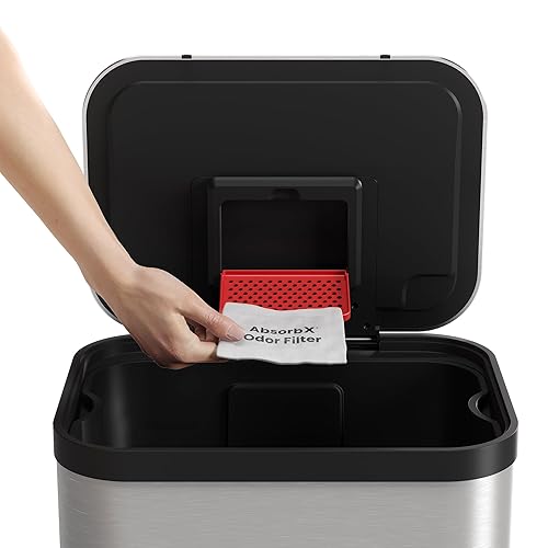 Miniatura 4 de iTouchless SoftStep - Basurero de acero inoxidable con sistema de control de olores contenedor de basura con pedal de 50 litros para cocina oficina