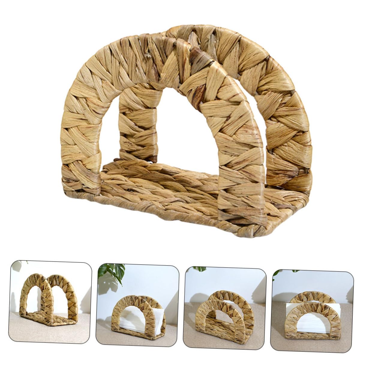 Servilletero de Pie Beige de Junco Calabaza para Restaurante y Fiesta | Estructura Estable, Bordes Lisos sin Rebabas, Uso Amplio en Comedor y Cocina