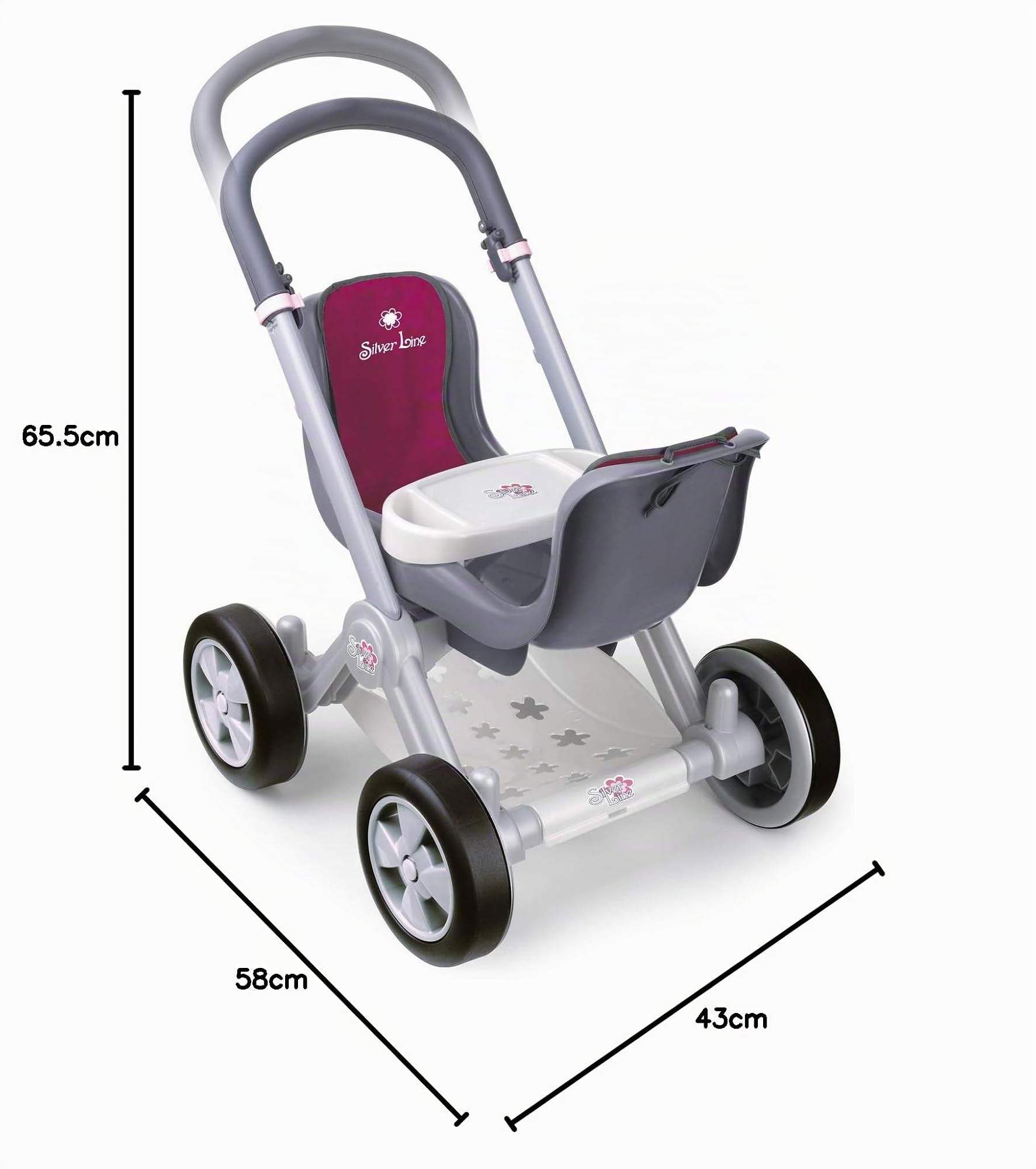 Silver Line - Carrito de Paseo para muñecos Bebés Gemelos, Rojo (Famosa 800008883)