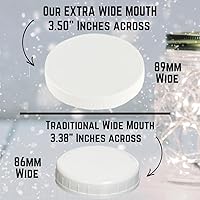 Vista 5 de JARMING COLLECTIONS Tarro de almacenamiento de vidrio de boca extra ancha de 32 onzas con tapa de plástico sin BPA – Tarro Mason hermético