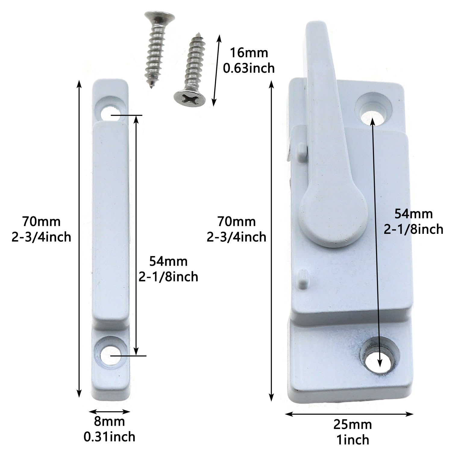Qunclay 20 Pack Window Sash Locks - White Cam Action Latch For Sliding & Double Hung Windows, Child Safety